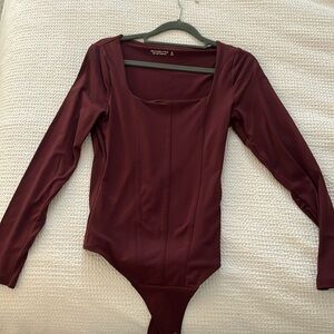 Maroon square neck bodysuit